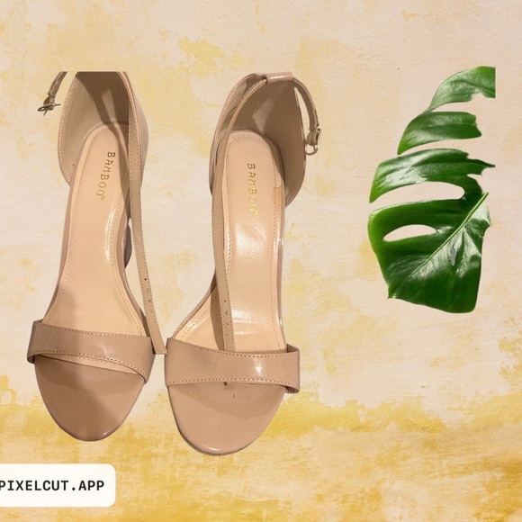 Nude Ankle Strap Patent Wedges - Picture 1 of 5